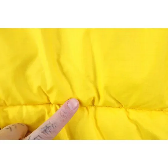 Deadstock Vintage 90s Streetwear Mens XL Color Block Down Puffer Jacket Yellow